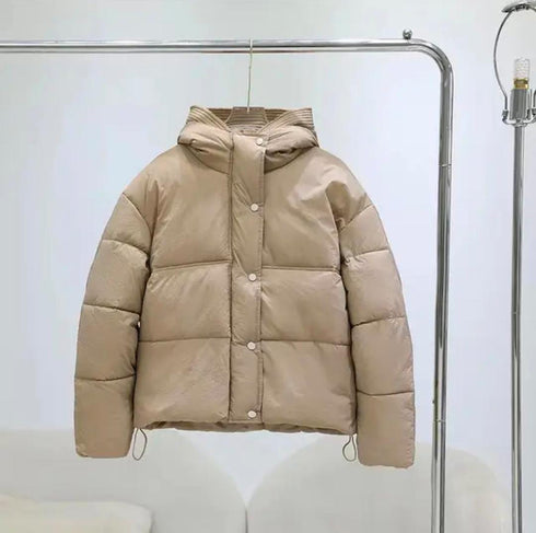 Winter Solid Color Hooded Puffer Jackets